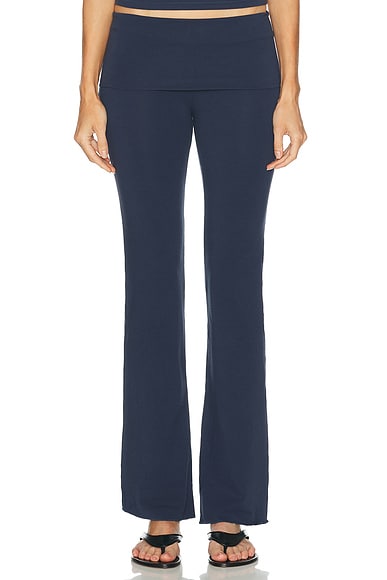 SKIMS Cotton Jersey Folover Pant in Navy