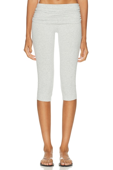 SKIMS Cotton Jersey Foldover Capri Pant in Light Heather Grey