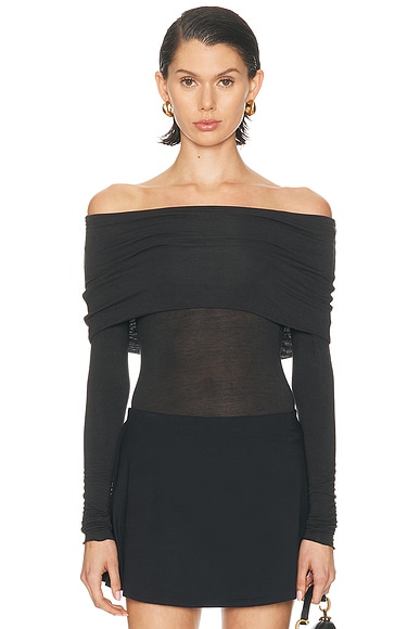 Sheer Modal Off Shoulder Long Sleeve Top