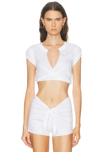 Cotton Jersey Coverups Plunge Twist Top