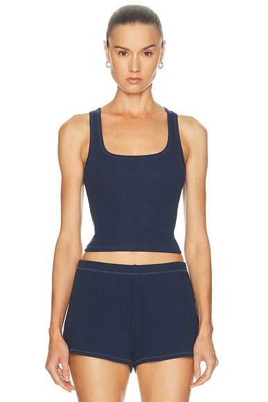 SKIMS Cotton Rib Tank Top in Navy