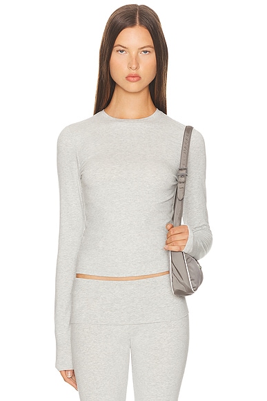 SKIMS Cotton Jersey Long Sleeve T-Shirt in Light Heather Grey