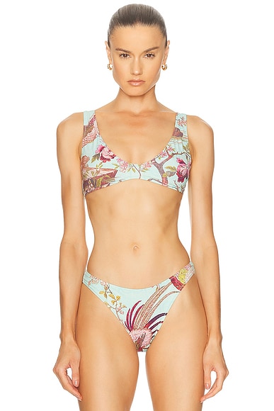 SKIMS X Cavalli Plunge Triangle Bikini Top in Fagianella Print