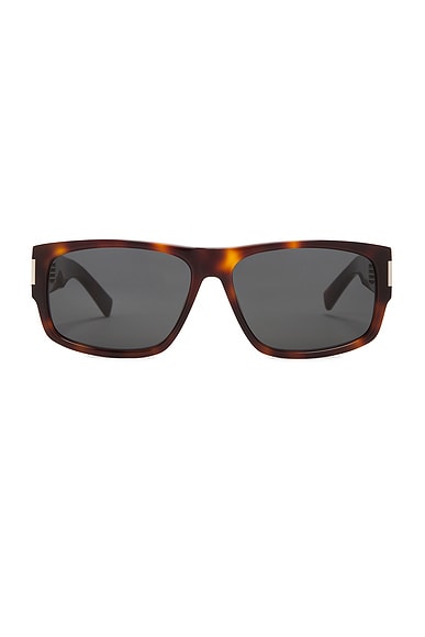 Saint Laurent Rectangle Sunglasses in Havana & Black
