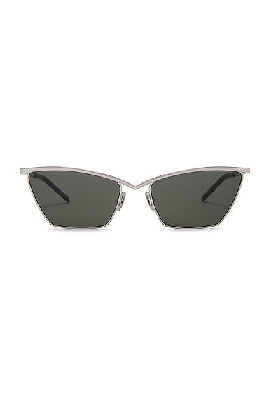 Saint Laurent Cat Eye Sunglasses in Silver & Grey