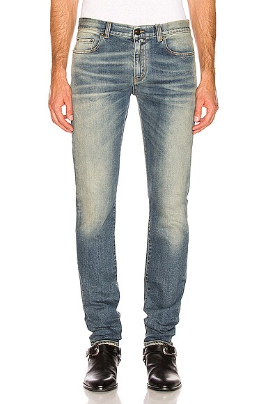 Saint Laurent Slim Jeans In Medium Blue Fwrd