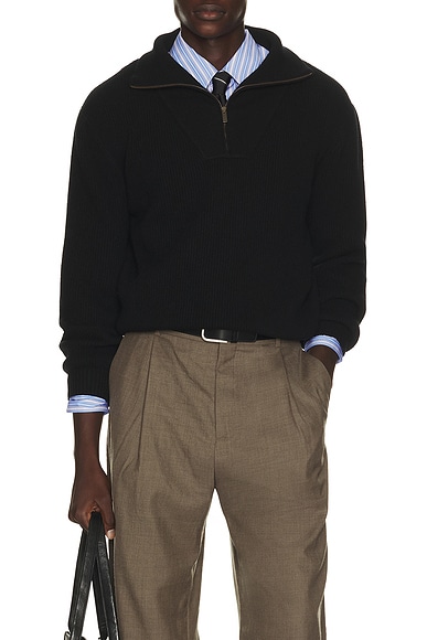 Saint Laurent Zip Neck Sweater in Black