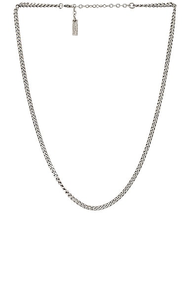 Saint Laurent Small Curb Chain Necklace in Metallic Silver