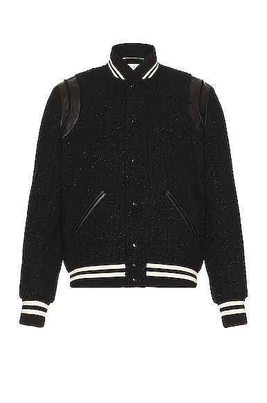 Saint Laurent Lurex Textured Teddy Jacket in Black