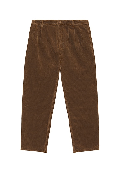 Saint Laurent Straight Tuck Pant in Cinnamon Beige