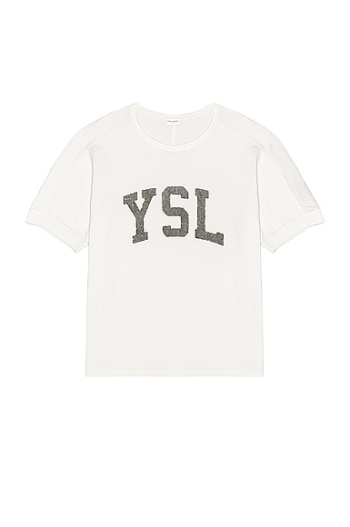 Saint Laurent Vintage Col Rond T-Shirt in Grey