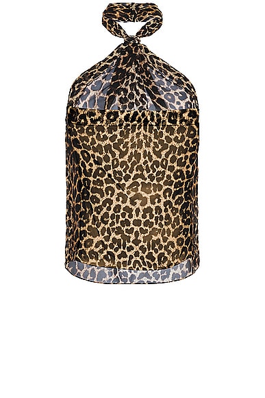 Shop Saint Laurent Top Marcel Cravate In Leopard