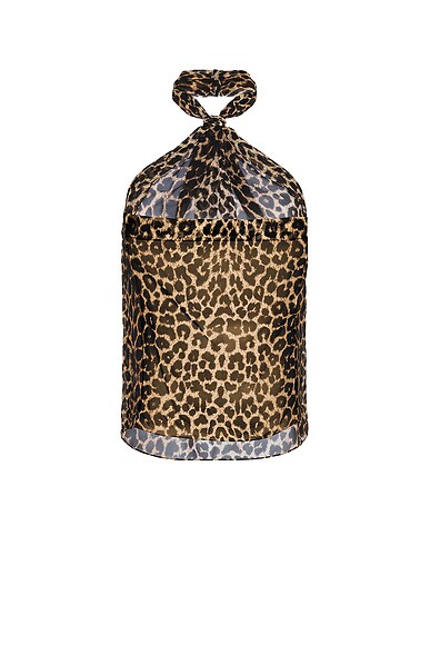 Saint Laurent Top Marcel Cravate In Leopard