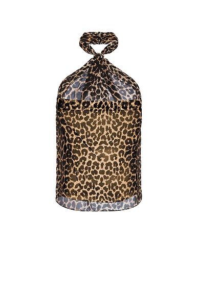 Shop Saint Laurent Top Marcel Cravate In Leopard