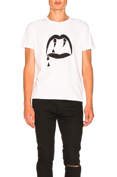Saint Laurent Blood Luster Tee in White FWRD