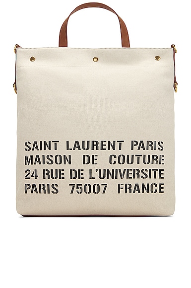 Saint Laurent North/South Foldable Tote in White