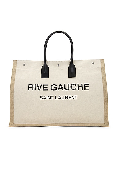 Saint Laurent Rive Gauche Tote in Off White & Black