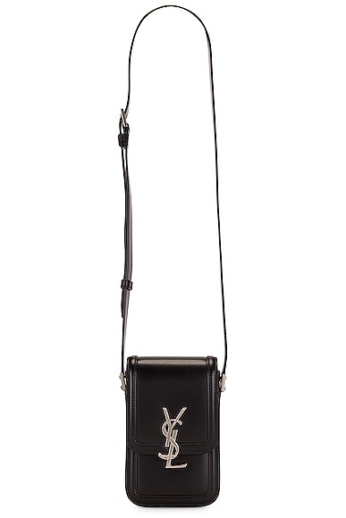 Shop Saint Laurent Ysl Solferino Phone Case Bag In Nero