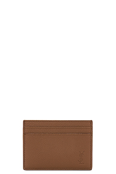 Saint Laurent Pcc Card Holder in Grained Brown