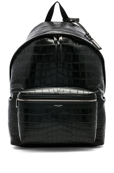 Saint Laurent City Backpack in Black Croc