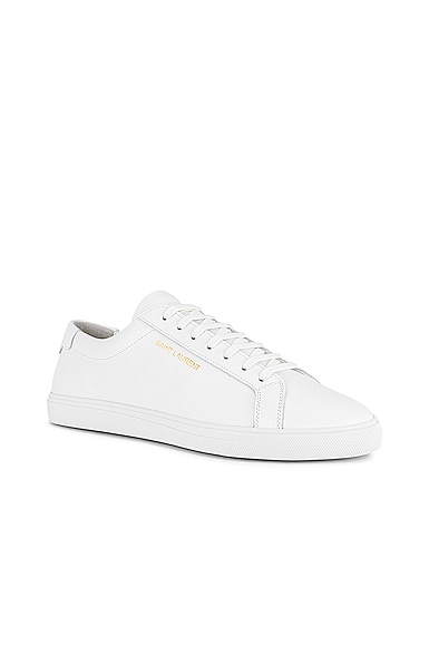 Saint Laurent Gym Low Logo-print Leather Sneakers In White
