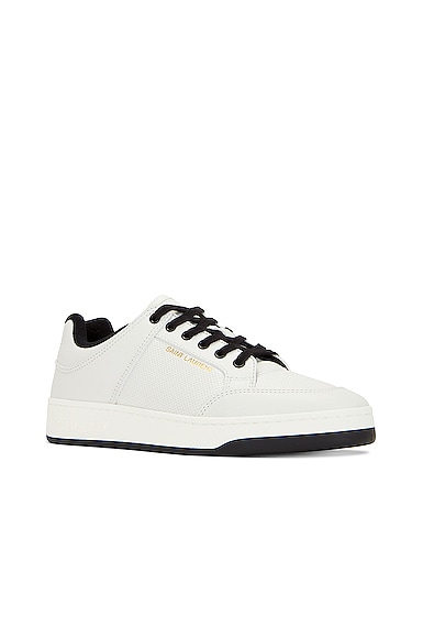 Shop Saint Laurent Sl61 Low Top Sneaker Cuir Meridiano Micro Perf In White