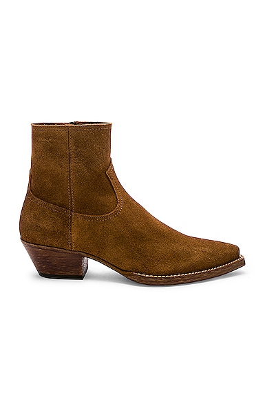 Saint Laurent Lukas 40 Zip Boot in Hazelnut | FWRD