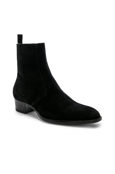 Saint Laurent Wyatt Zipper Boots in Black | FWRD