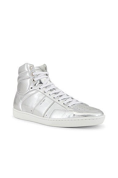 Saint Laurent Sl/10h Signature Court Classic High Top Sneaker In Silver