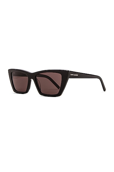 Shop Saint Laurent Mica Sunglasses In Shiny Black
