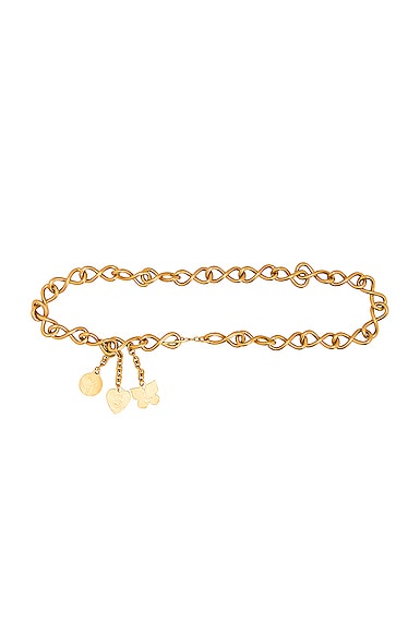Saint Laurent Charm Chain Belt in Oro Vintage FWRD