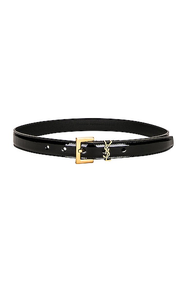 Saint Laurent YSL Patent Belt in Black