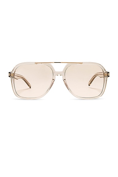 Saint Laurent Acetate Optical Eyeglasses in Transparent Cream & Light Gold