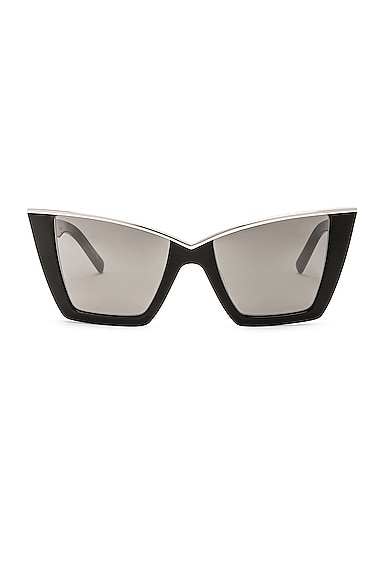 Saint Laurent Cat Eye Sunglasses in Black & Silver