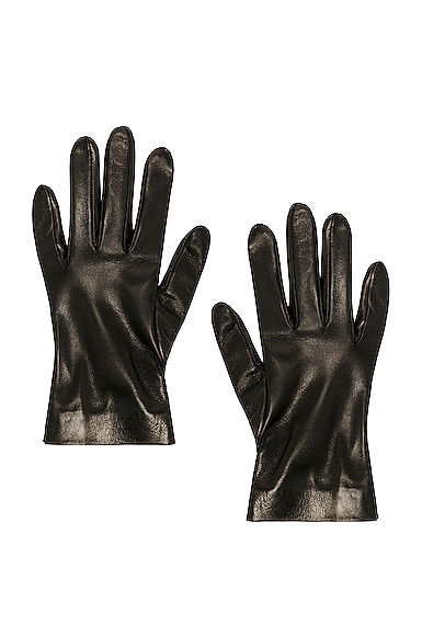 Saint Laurent Leather Gloves In Black