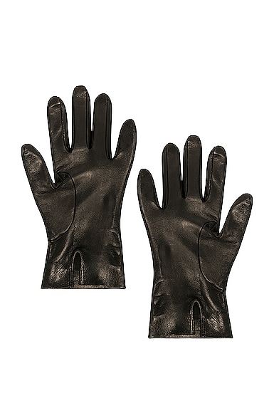 Shop Saint Laurent Leather Gloves In Black
