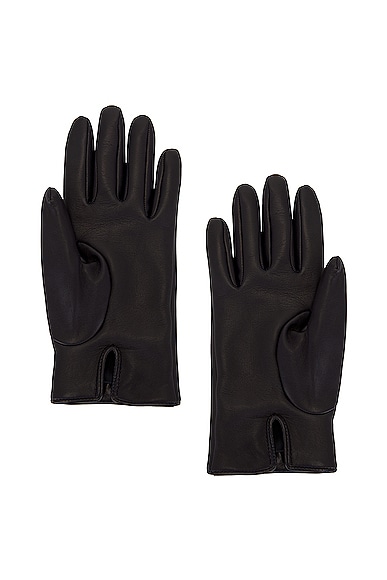 Shop Saint Laurent Leather Gloves In Black & Gold