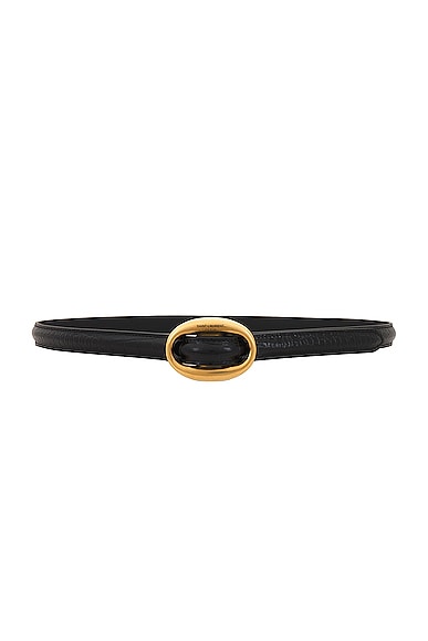 Saint Laurent Rounded Oval Belt In Nero