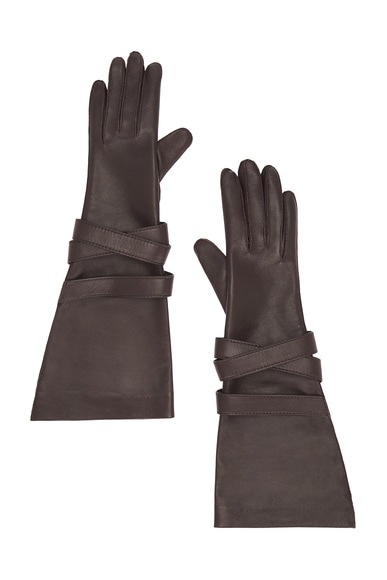 Saint Laurent Aviator Gloves in Brown