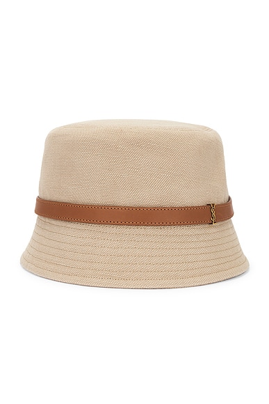Shop Saint Laurent Canvas Bucket Hat In Beige & Light Brown
