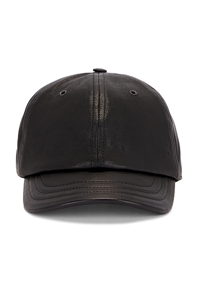 Saint Laurent Leather Cap With Small Visor in Black