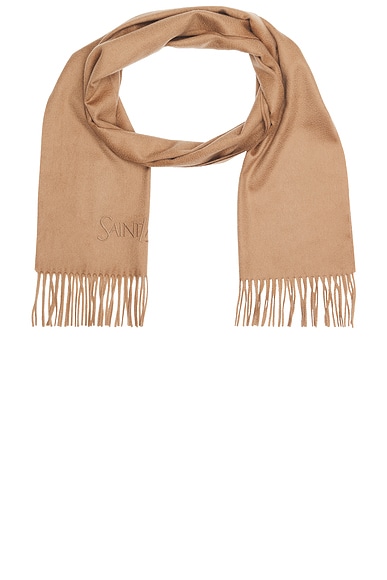 Saint Laurent Cashmere Scarf in Camel