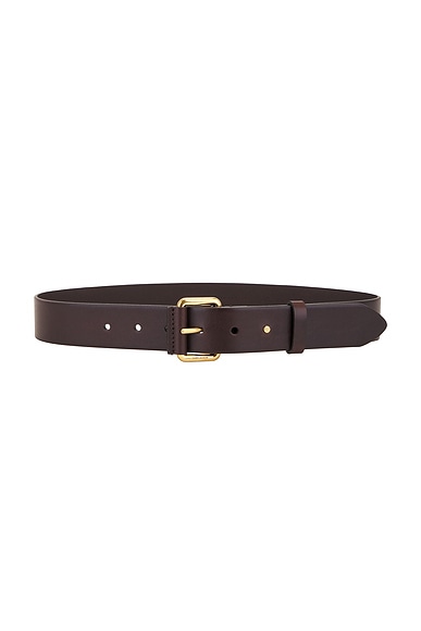 Saint Laurent Boucle Motorcycle Belt in Brown Oak