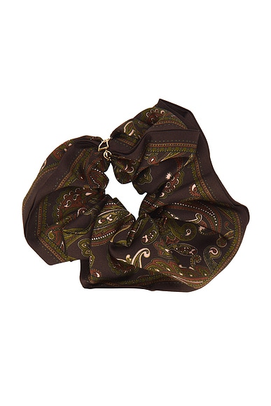 Saint Laurent Scrunchie in Brown & Light Brown