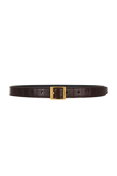 Saint Laurent Fine Ceinture Rectangle Belt in Scotch Brown & Dark Scotch Brown