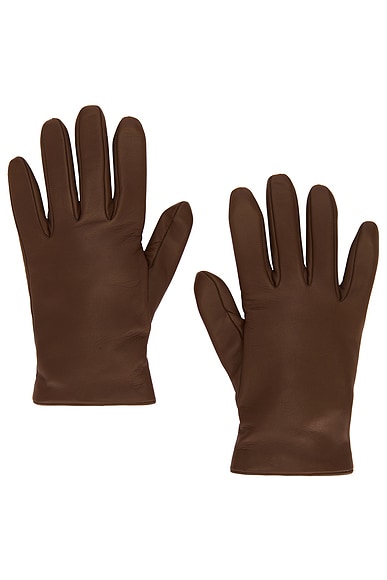 Saint Laurent Leather Gloves in Brown