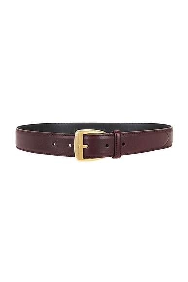 Saint Laurent Textured Leather Belt in Hot Wine