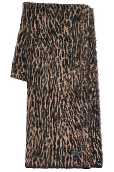 Saint Laurent Leopard Scarf in Beige & Black