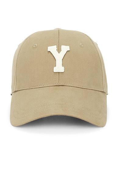 Saint Laurent Baseball Hat in Kaki & Ivory