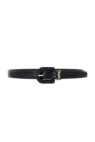 Croc Embossed Boucle Recouverte Belt